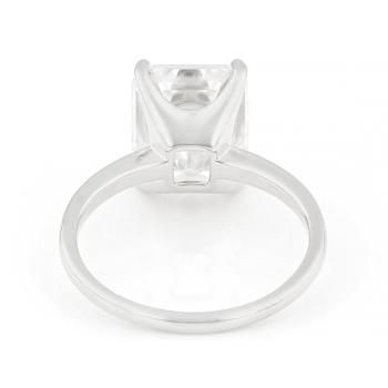 Large Emerald-Cut Moissanite Solitaire Ring In Sterling Silver