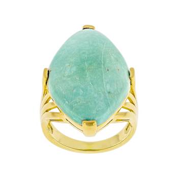 Bold Oval Solitaire Ring In 18K Gold Over Sterling Silver 28x18mm