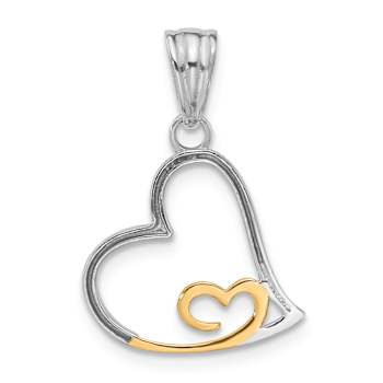 14k Two-tone Gold Diamond-Cut Hearts Pendant
