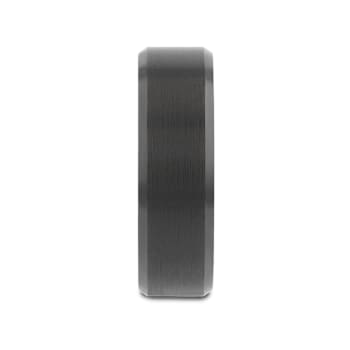 ELISE Black Tungsten Ring with Polished Beveled Edges and Brush Finished
Center 7mm