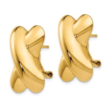 14k Yellow Gold Polished X Stud Earrings