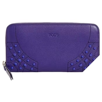 Tod's Gommini Wave Purple Leather Zip Around Wallet