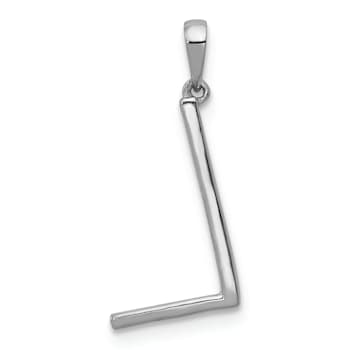 Rhodium Over 14K White Gold Diamond Letter L Initial Pendant