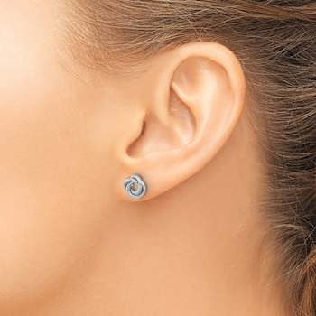 Rhodium Over 14k White Gold Polished 8mm Love Knot Stud Earrings