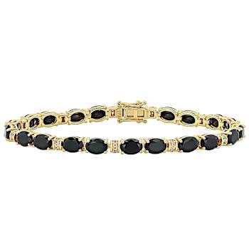 Black Spinel Oval And White Zircon Tennis Bracelet In 18K Gold Over
Sterling Silver 4.41ctw