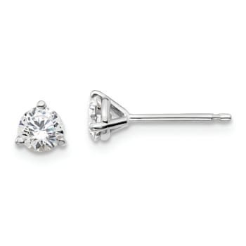 Rhodium Over 14K Gold Certified Lab Grown Diamond 1/2ct. VS/SI GH+, 3
Prong Stud Earrings