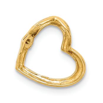14k Yellow Gold Diamond Heart Chain Slide Pendant