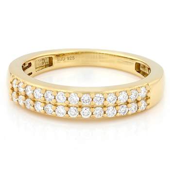 Lab-Grown Diamond Band Ring In 14K Gold Over Sterling Silver 0.40ctw