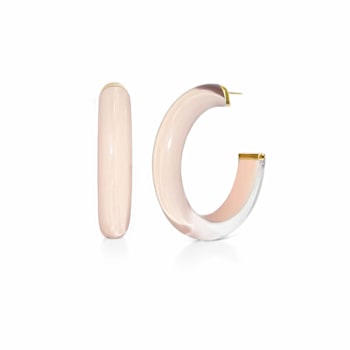 14K Yellow Gold Over Sterling Silver Medium Illusion Acrylic Hoops in
Ballerina Slipper