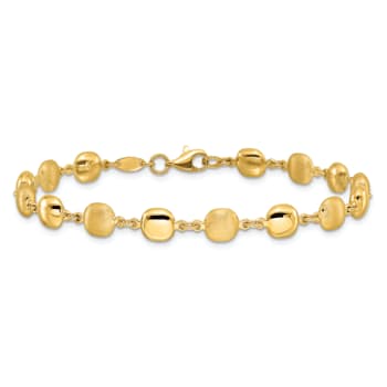 14K Yellow Gold Polished and Satin Puffed Circles Bracelet