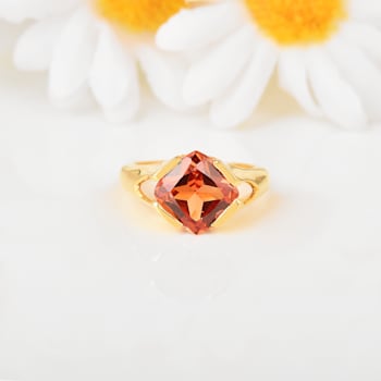 Peach Orange 14K Yellow Gold Over Sterling Silver Lab Created
Padparadscha Sapphire Orange Ring