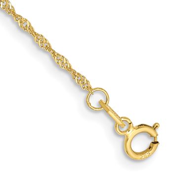 10k Yellow Gold 1.1mm Singapore Link Bracelet