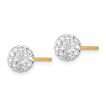 14k Yellow Gold 6mm Crystal Ball Stud Earrings