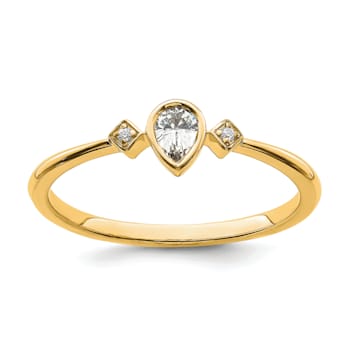14K Yellow Gold Petite Pear Diamond Ring 0.13ctw