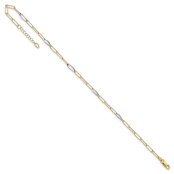 14K Two-tone Fancy Link with 1-inch Extension Anklet