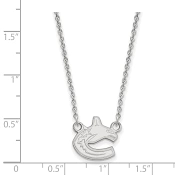 Rhodium Over Sterling Silver NHL LogoArt Vancouver Canucks Small Necklace
