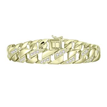 CZ Pave Classic Chain Bracelet In 14K Gold Over Sterling Silver