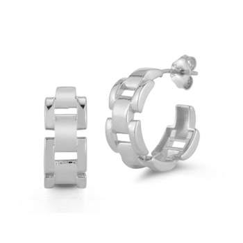 Sterling Statements Rhodium Over Sterling Silver Bold Link Hoop Earrings