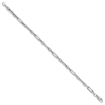 Rhodium Over 14K White Gold Polished Fancy Link Bracelet