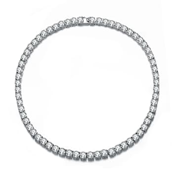 CZ Tennis Necklace In Sterling Silver 17 Inch