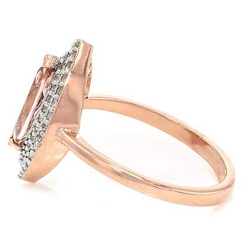Morganite Marquise And White Zircon Ring In 18K Rose Gold Over Sterling
Silver 1.25ctw