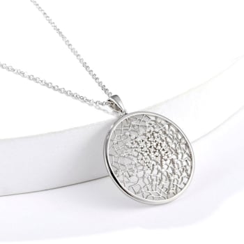 Moissanite accented Flower of Life Filigree Style Circle Pendant Necklace