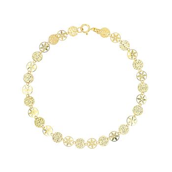 Italian Ricami Confetti Station Bracelet In Solid 14K Yellow Gold 7.5 Inch