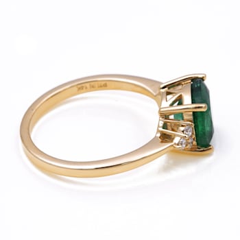 2.18 Ctw Emerald With 0.12 Ctw White Diamond Ring in 14K YG