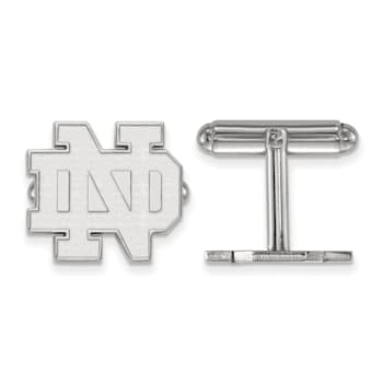 Rhodium Over Sterling Silver LogoArt University of Notre Dame Cuff Links