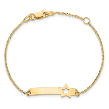 14k Yellow Gold Children's Polished Star ID Bracelet