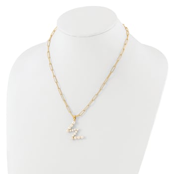 Gold Tone Sterling Silver 3-5.5mm Freshwater Cultured Pearl LETTER W
18-inch Necklace