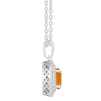 7mm Round Citrine And White Topaz Accent Rhodium Over Sterling Silver
Double Halo Pendant w/Chain