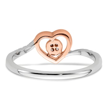14K Two-tone White and Rose Gold First Promise Heart Cluster Diamond
Promise/Engagement Ring 0.11ctw