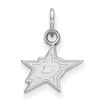 Rhodium Over Sterling Silver NHL LogoArt Dallas Stars Extra Small Pendant
