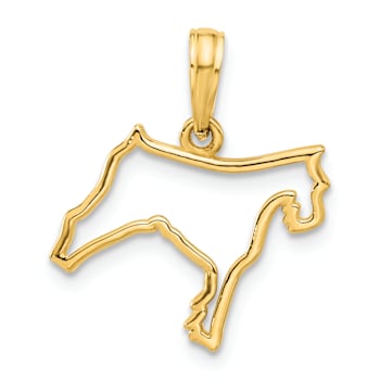 14k Yellow Gold Polished Dog Outline Pendant