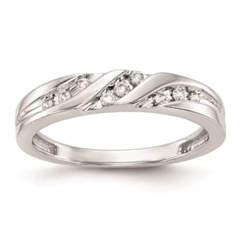 Rhodium Over 14K White Gold Diamond Trio Ladies Wedding Band 0.12ctw