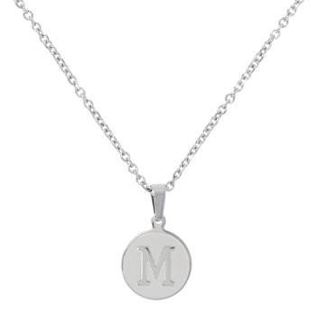 Initial M Charm Pendant Necklace In Silver-Tone