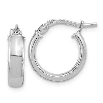 Rhodium Over 14k White Gold Polished 5/8" Hoop Earrings