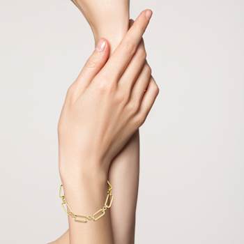 Rachel Zoe Open Rectangular Link Bracelet in 14K Gold Over Brass