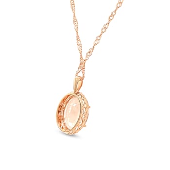 14K Rose Gold 14x10mm Oval Morganite Pendant 5.16ctw