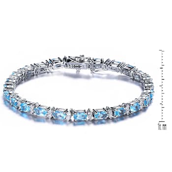 Topaz Color CZ Tennis Bracelet In Sterling Silver