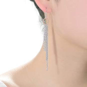 Two-Tone Tassel Drop Earrings In Sterling Silver And 18K Rose Gold Over
Sterling Silver