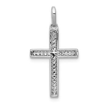 Rhodium Over 14k White Gold Diamond Cross Pendant