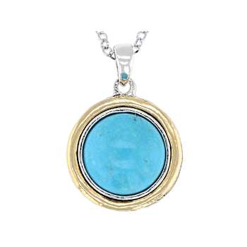 Turquoise Two-Tone Pendant Necklace In 14K Gold Over Sterling Silver