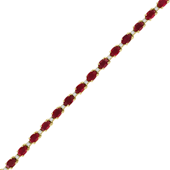 11.40ctw Ruby and Diamond Bracelet set in 14k Yellow Gold