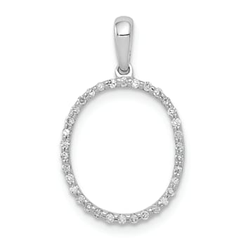Rhodium Over 14K White Gold Diamond Letter O Initial Pendant