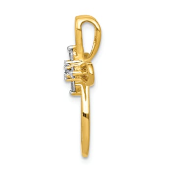 14k Yellow Gold and Rhodium Over 14k Yellow Gold Diamond Cross Chain
Slide Pendant