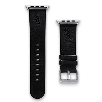 Gametime MLB Chicago White Sox Black Leather Apple Watch Band (42/44mm
S/M). Watch not included.