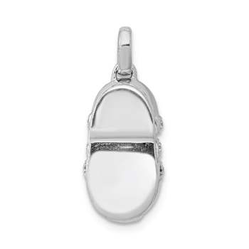 Rhodium Over 14k White Gold Diamond Baby Boy Shoe Pendant