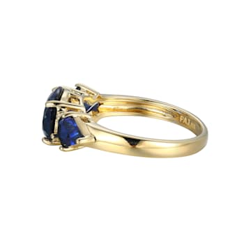 Lab Created Blue Sapphire 18k Yellow Gold Over Sterling Silver September
Birthstone Ring 3.11ctw
